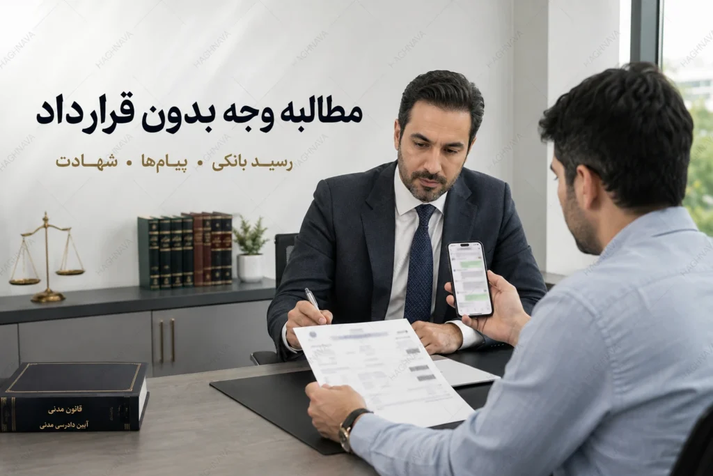 مطالبه وجه بدون قرارداد کتبی با رسید بانکی، پیامها و سایر ادله